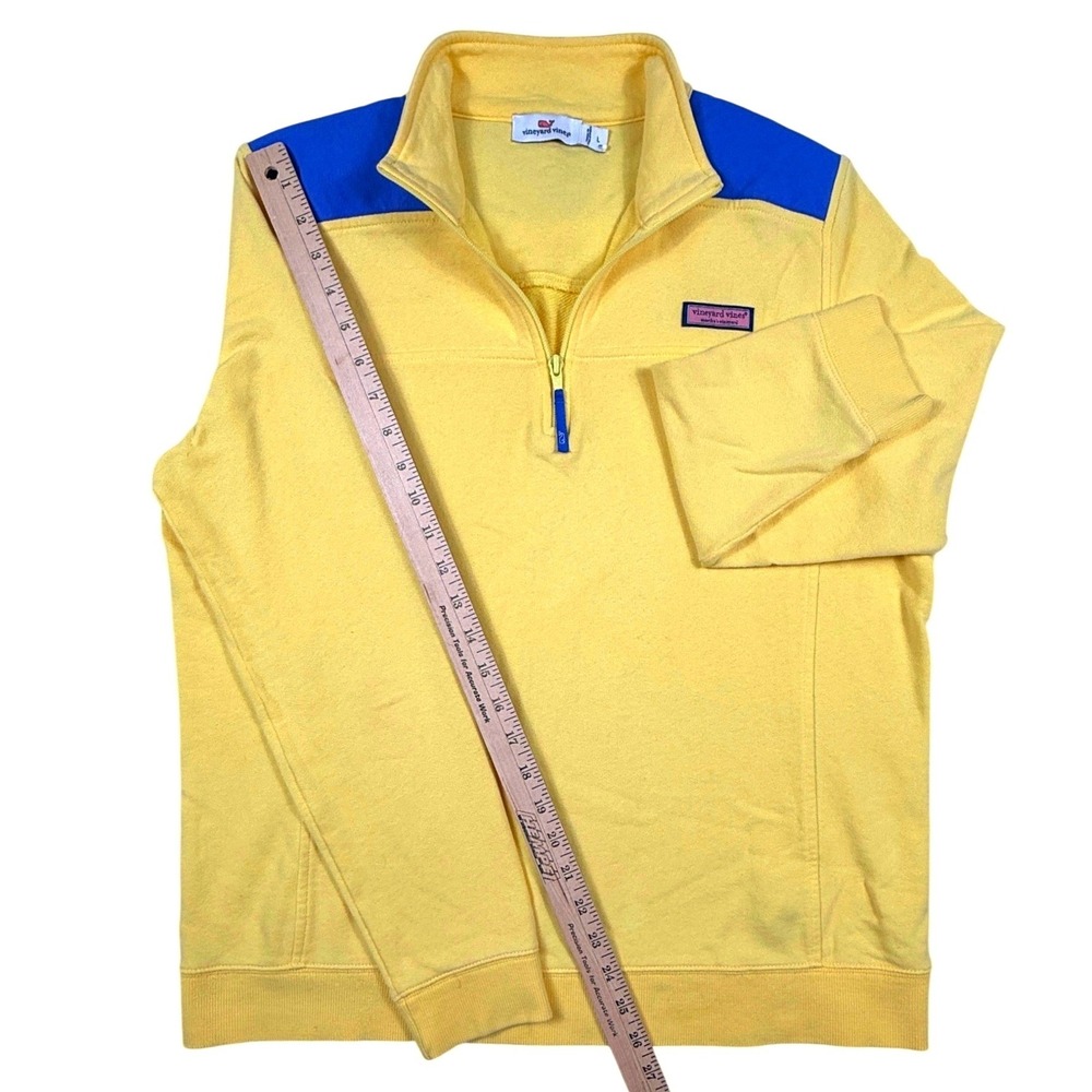 Vineyard Vines Nautical Yellow Blue Colorblock Quarter Zip Pullover Womens L - Picture 6 of 8